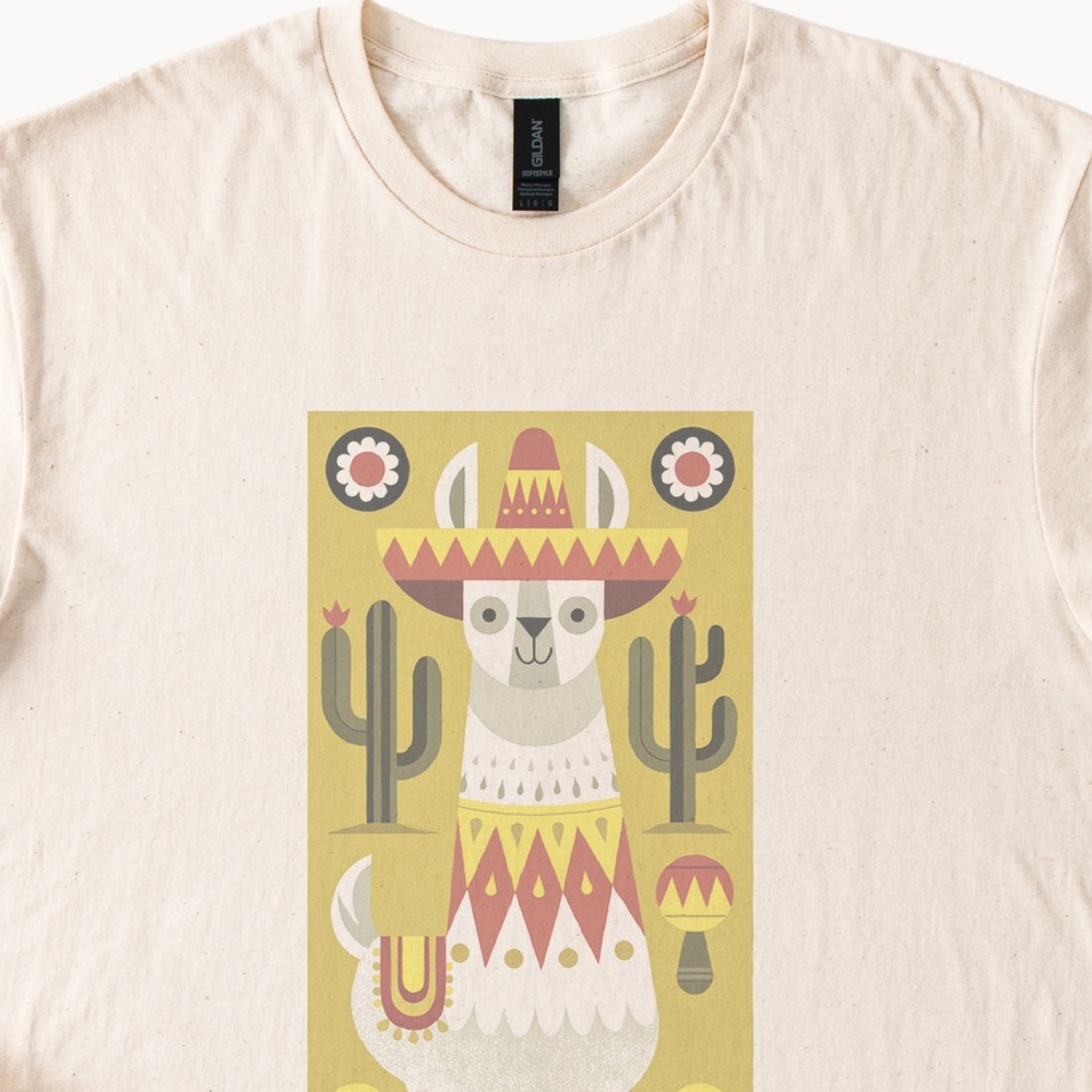 Boho Llama Cactus Graphic Tee Vintage Style